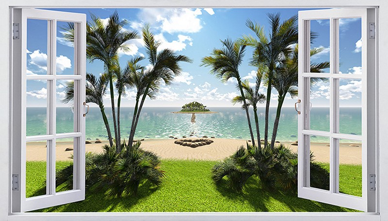 Tranh 3D cửa sổ đẹp - Mã: TH-1585 Tranh 3D cửa sổ đẹp - Mã: TH-1585