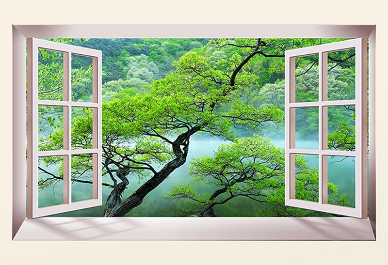 Tranh 3D cửa sổ đẹp - Mã: TH-2027