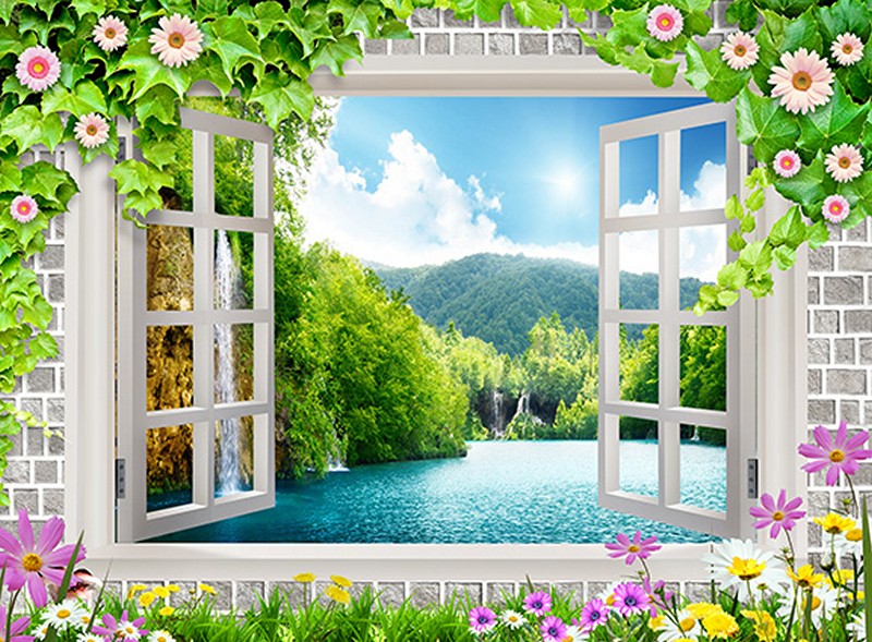 Tranh 3D cửa sổ đẹp - Mã: 3D-0056-copy